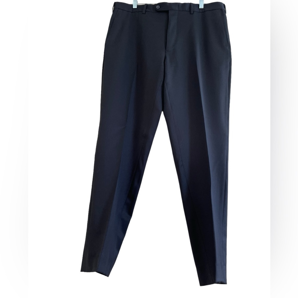 JWN TRADITIONAL FIT DRESS PANTS BLACK WOOL Size 36 Monochrome Solid Black Baggy